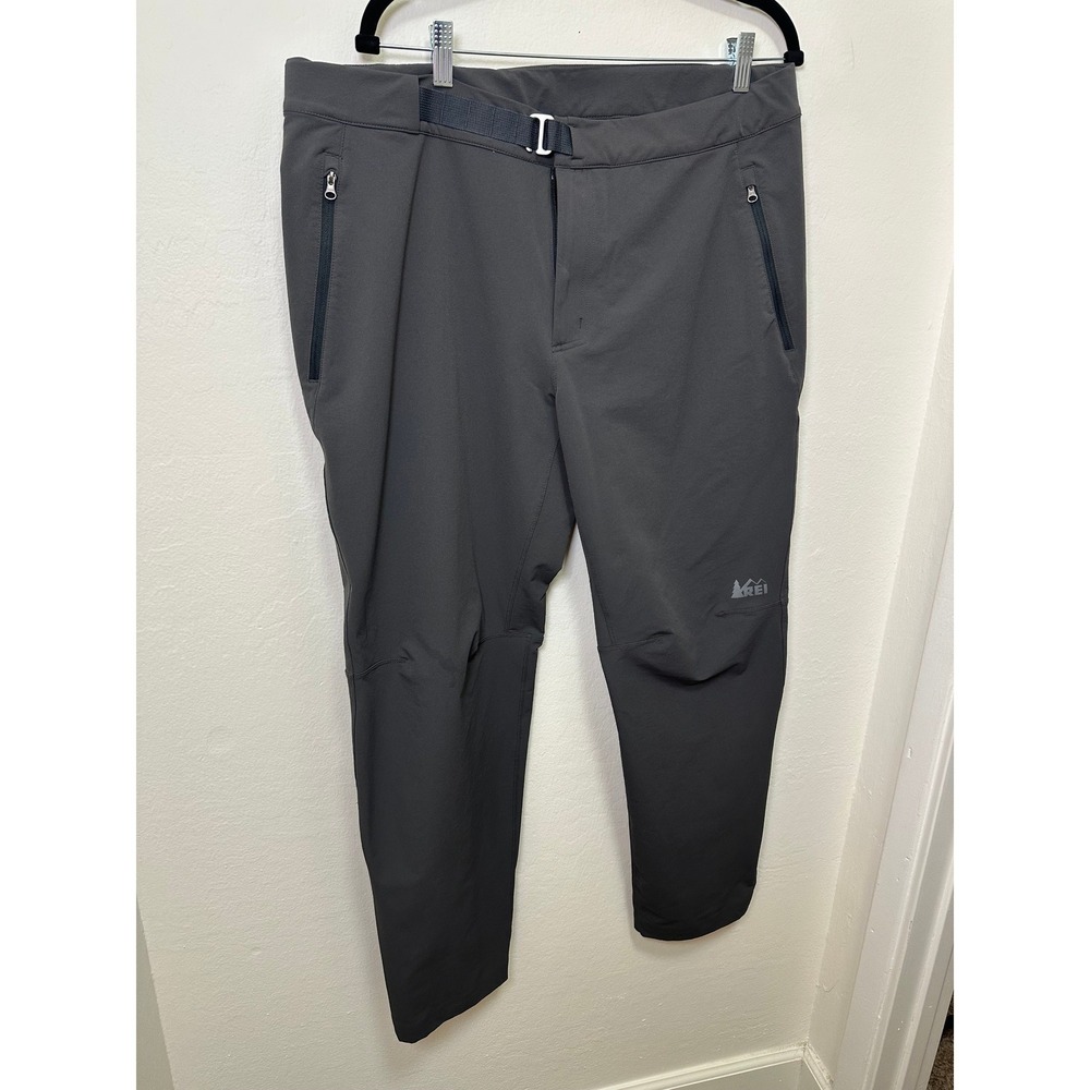 REI Men's Gray Outdoor Hiking Pants Size 38W X 30L Zip Pockets Belt Loops - Picture 3 of 10